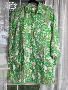 Lilly Pulitzer Green, Pink and Yellow Tropical-Print Cover Up